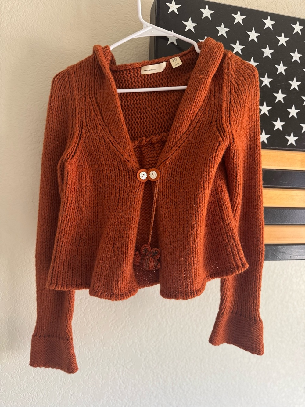Vintage Anthropologie Rust Hooded Cardigan